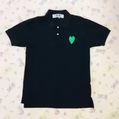 524 【S】ギャルソン 半袖ポロシャツ 黒×緑