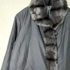【美品】毛皮 シルク 中綿ダウン 毛皮コート Aライン 美シルエット
