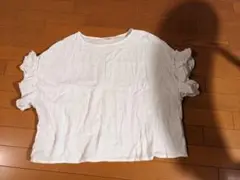 フェリシモ　ホワイト フリル袖 　ダブルガーゼトップス