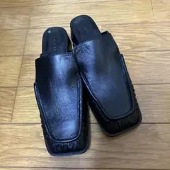 フレイアイディー　ブラックレザー ミュール　スリッポン サイズ37 新品未使用