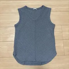 【美品】GU リブタンク　グレー　Vネック　Mサイズ