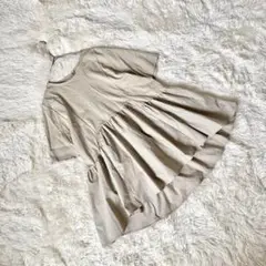 《オペークドットクリップ》【36/S】カットソー Aライン ベージュ ギャザー