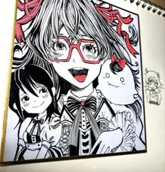 『原画』イラスト　オリジナル　手描き　女の子　メイド　ミニ色紙です。