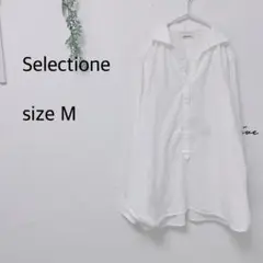 a550 セレクション ボタンシャツ 綿混 白 体型カバー 長袖 M 袖丈調整可