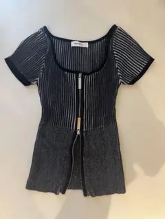 melt the lady front zip knit tops