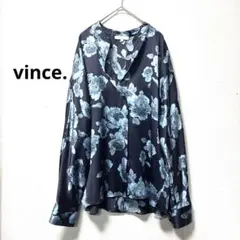 Vince. ★花柄シルクバンドカラーブラウス