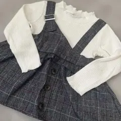 フリルネック チェック柄 トップス 95cm