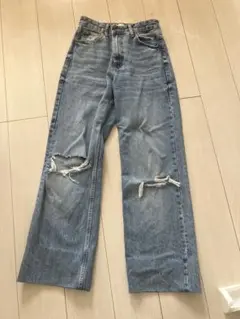 ZARA ダメージ加工 ストレートデニム