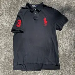 ポロラルフローレン ビッグポニー 刺繍 3 黒 赤 y2k Polo ポロシャツ