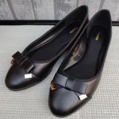 最終お値下げ！【Bata】リボン付 フラット パンプス 黒