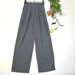 【INOLVE】美品✨ワイドパンツ　カジュアル　ウエストゴム　タック　グレー　F
