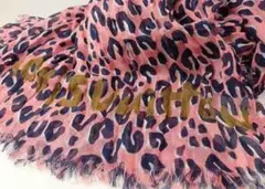 ルイヴィトン☆カシミアシルク☆レオパードストール☆美品ピンク☆レオパード