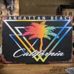 〖ブリキ看板〗カリフォルニア マンハッタン・ビーチ / 20x30㎝