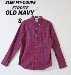 【OLD NAVY】赤と青のチェック ボタンダウンシャツ
