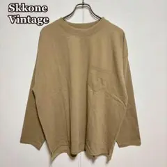 ●Skkone Vintageクルーネック長袖カットソー（LL）胸ポケット