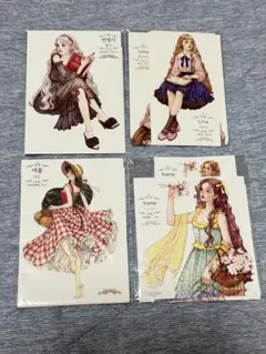 Hwara イラスト付きステッカー4パックセット