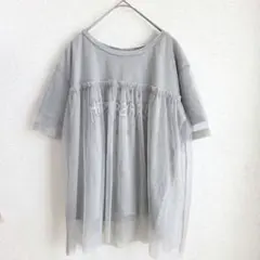GU グレー 半袖チュニック Lサイズ ジーユー