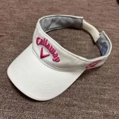 Callaway ホワイトバイザー ピンク刺繍