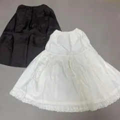 【新品】オフホワイト コットン フレアスカート レース装飾 ペチコート付き 白