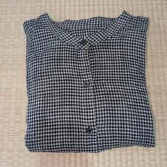 オーガニックコットンブランド チェック柄五分袖シャツ サイズ XL