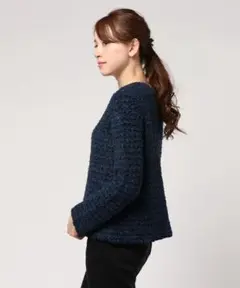 【美品】ドゥロワー Drawer ロングスリーブニット ボーダー サイズ1
