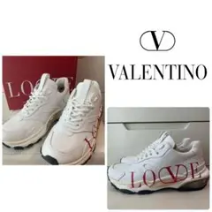 美品 VALENTINO ホワイトレザー LOVE ロゴ スニーカー