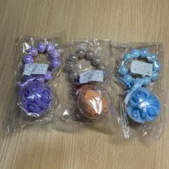 パールキーホルダー　フラワードーム「薔薇」　3つセット