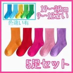 19〜20㎝ ５足セット キッズ カラーソックス カラフル 子供靴下 A