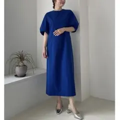 アンフィーロ FINE MOVE ランタンスリーブ ワンピース ブルー　XL