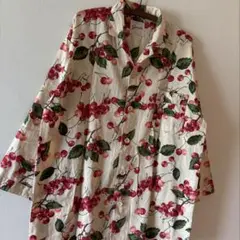 チェリー柄　80s 90s コットン　ヴィンテージ　パジャマ　レディース　古着