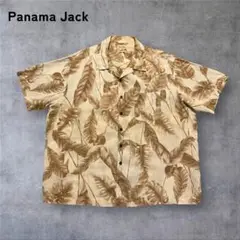 【305】Panama Jackキューバシャツ開襟ボタニカル柄半袖ベージュXL