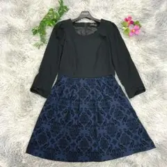 【Karl Park Lane】 黒・ネイビー ひざ丈ワンピース（11）Aライン
