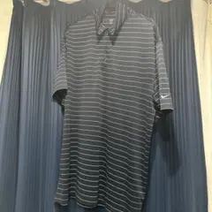 Nike ゴルフシャツ L ネイビー/ホワイトストライプ