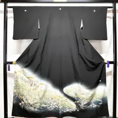 【447】友禅•金箔•金通し 大名行列柄 黒留袖