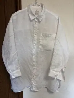 無印良品　リネン ホワイト 長袖シャツ M-L