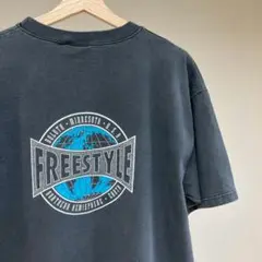 90s USA製 黒 地球プリントTシャツ フリースタイプ L vintage