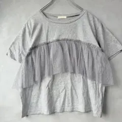 アースミュージック&エコロジー チュールTシャツ F 半袖 ゆったり 大きめ