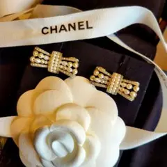 CHANEL シャネル リボン パール イヤリング ピアス