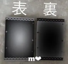 トレカ台紙 韓国作家 トレカデコ 黒 ハート　チェック　白黒　10枚