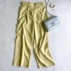 アダプトリテイリング◇カラーパンツ タック入り フレアワイド ゴムウエスト S