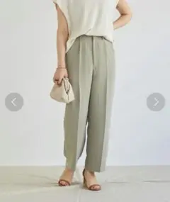 Doux archives ストレートラインカラーパンツ グレー　ライトグリーン