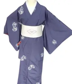 T4 洗える着物 小紋 着物　袷　花　紫