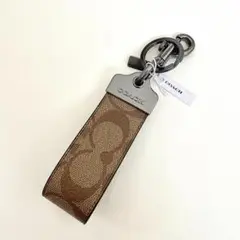 コーチ キーホルダー シグネチャー キャンバス キーリング ブラウン 茶
