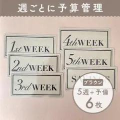 【残り1点】シンプルな家計管理シート [週ごと予算/ブラウン] 6枚