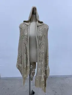 フード付きニットショール