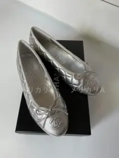 ◆シャネル◆ CHANEL ラムスキン バレエシューズ シルバー