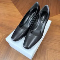 試着のみ HARUTA 本革 ブラックフォーマルパンプス 美品 23.5cm黒
