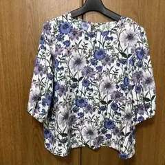 ギャローリア　花柄 五分袖ブラウス Lサイズ