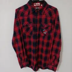 GUTCHA 長袖シャツ、ネルシャツ、チェックシャツ、メンズMサイズ、赤シャツ