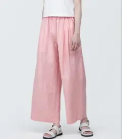 MUJI リネンイージーワイドパンツ Mサイズ ピンク 無印良品 麻パンツ